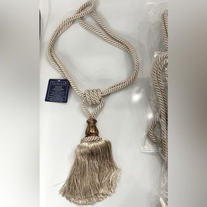 NWT - Arhaus - Set of 8 Tassle Tieback Pearl Gold Bronze